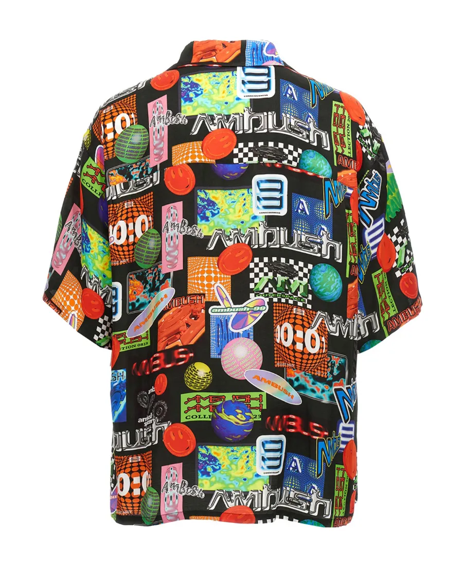 Abstract-Pattern Buttoned Shirt