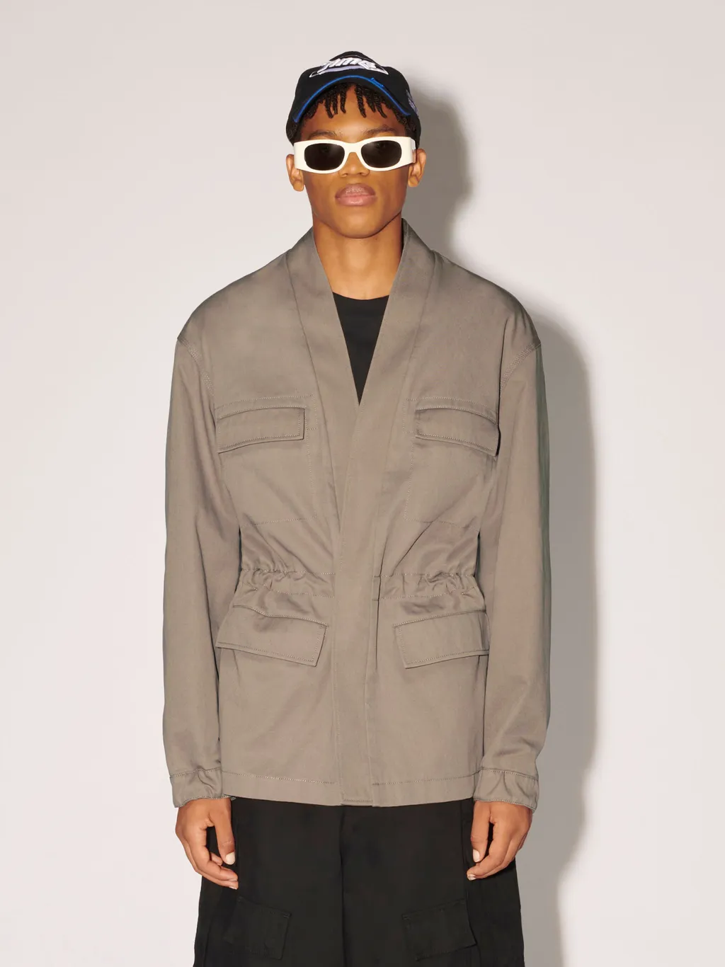 Drawstring V-Neck Jacket