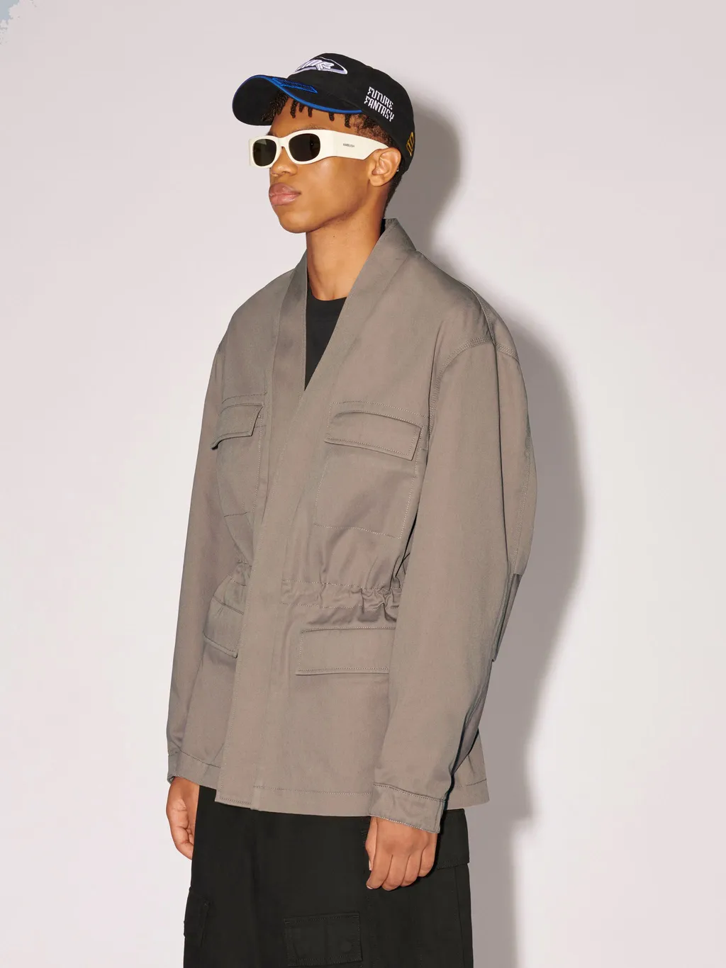 Drawstring V-Neck Jacket