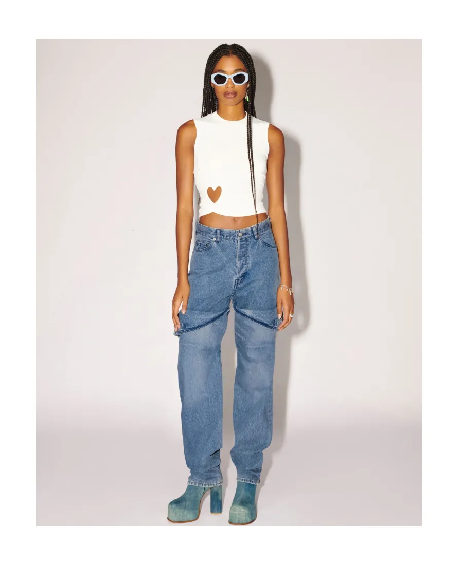 Detailed Mid-Rise Straight-Leg Jeans