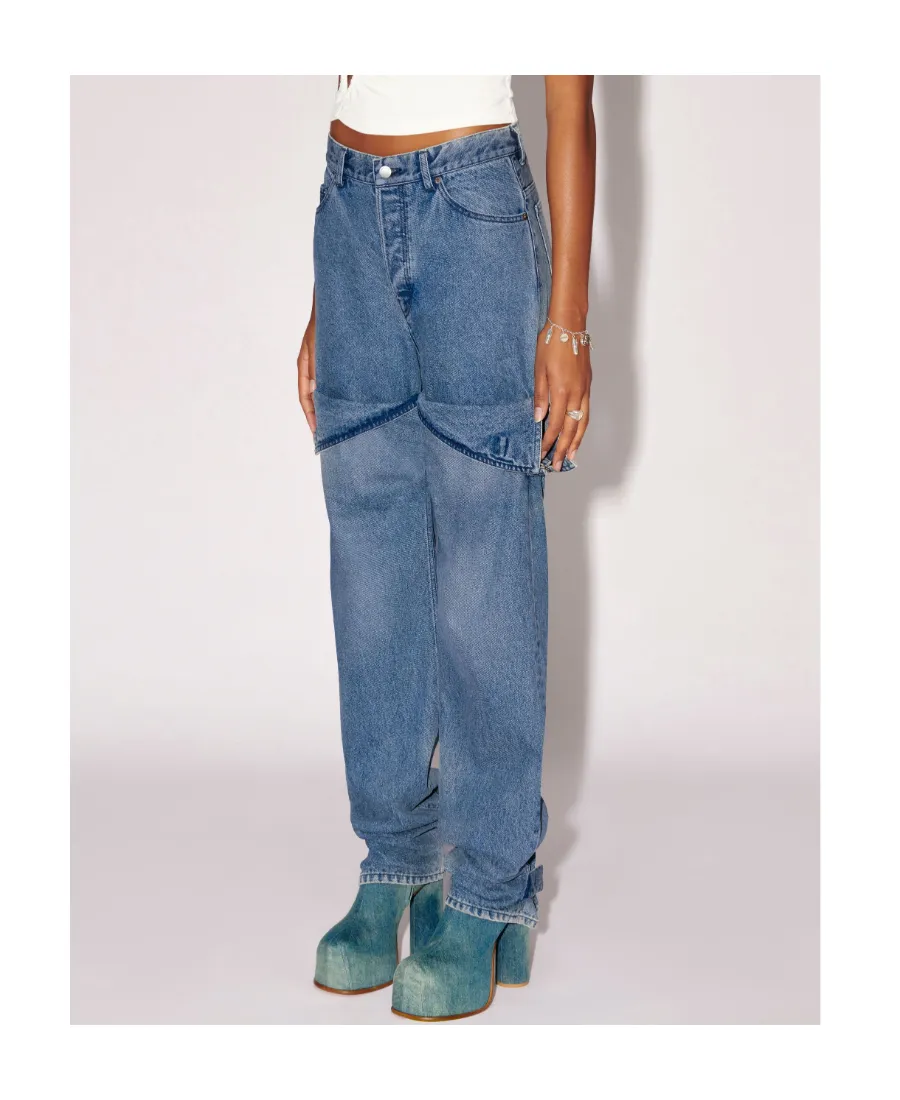 Detailed Mid-Rise Straight-Leg Jeans