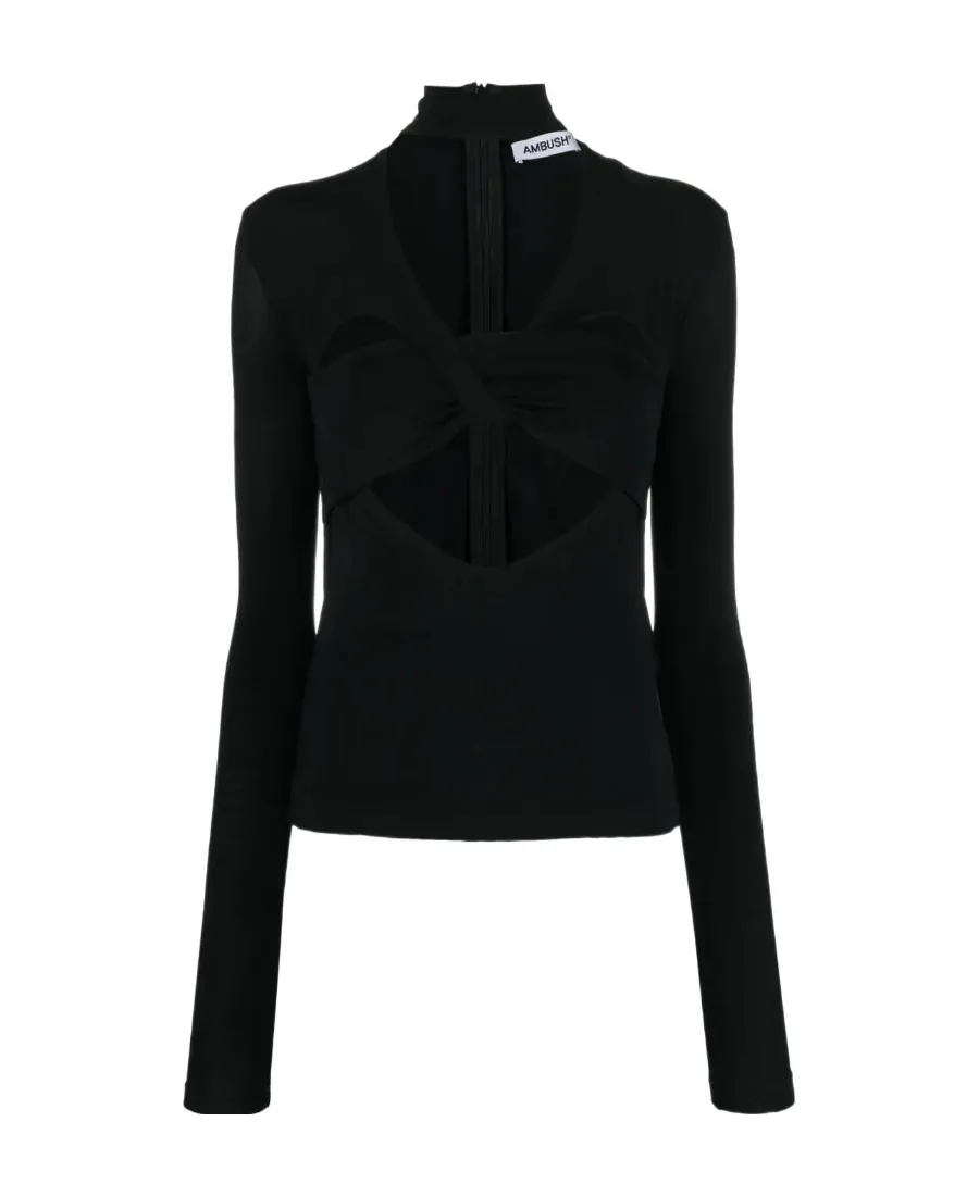 Heart Cut-Out Turtleneck Top