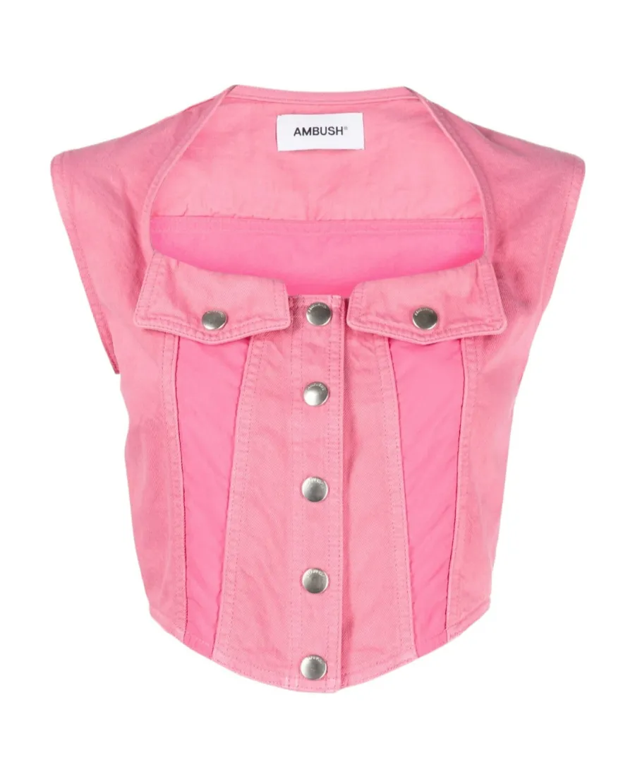 Cropped Sleeveless Denim Top
