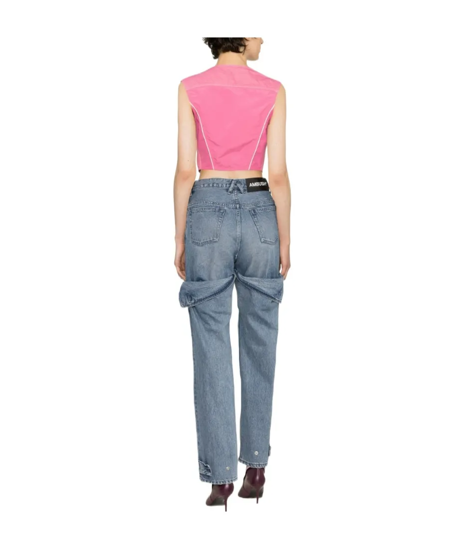 Cropped Sleeveless Denim Top