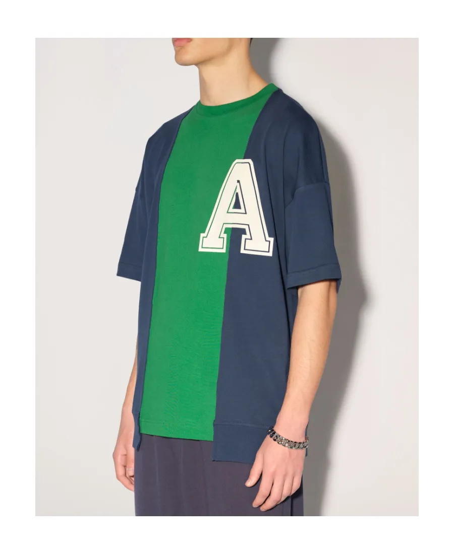 Logo Printed Panelled Crewneck T-Shirt