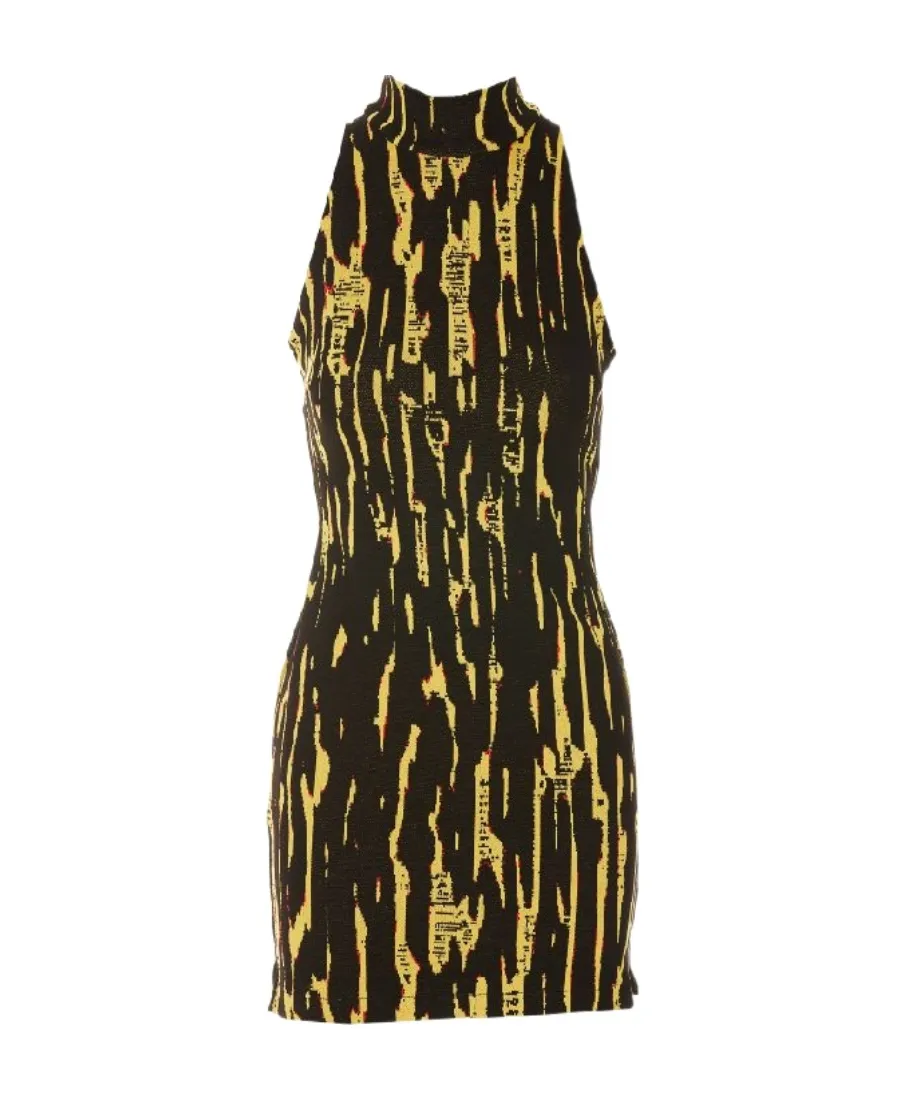 Pattern-Jacquard Sleeveless Mini Dress