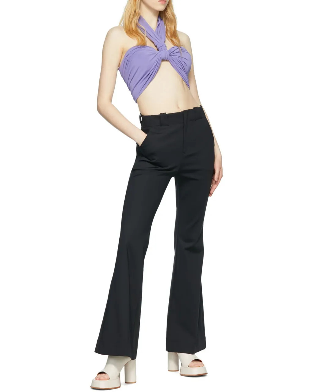 Flared High-Waisted Trousers