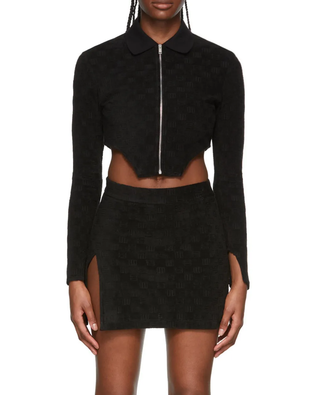 Monogram Zip Up Fitted Top