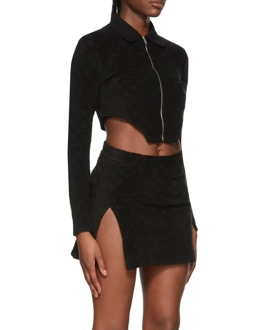 Monogram Zip Up Fitted Top
