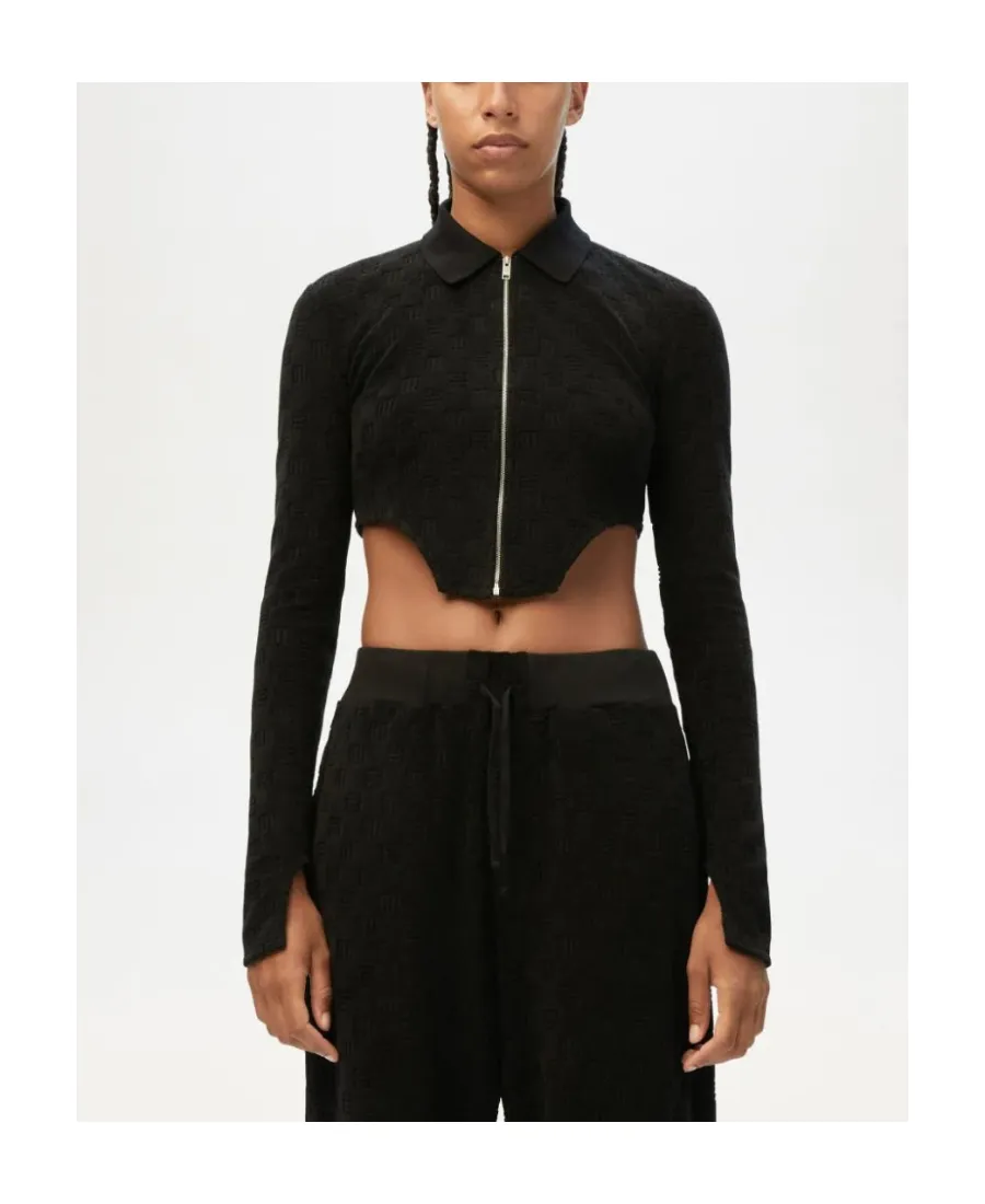 Monogram Zip Up Fitted Top
