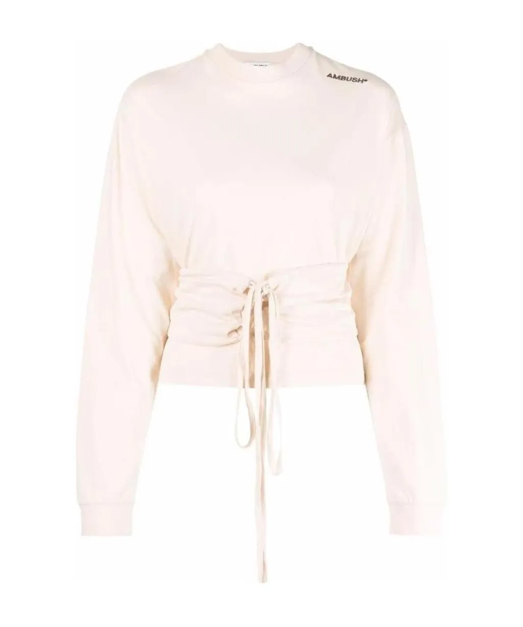 Drop Shoulder Corset Waist Sweatshirt