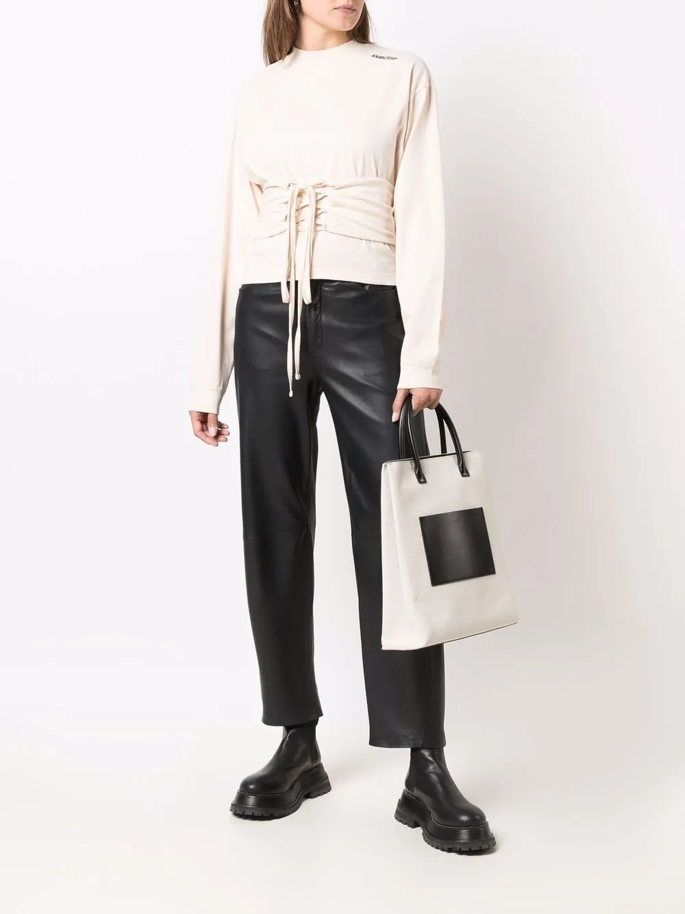 Drop Shoulder Corset Waist Sweatshirt