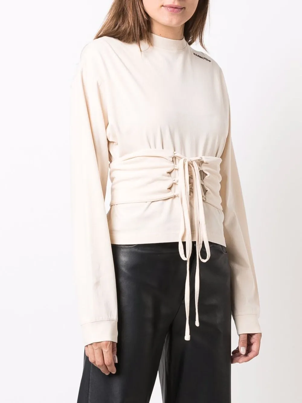 Drop Shoulder Corset Waist Sweatshirt