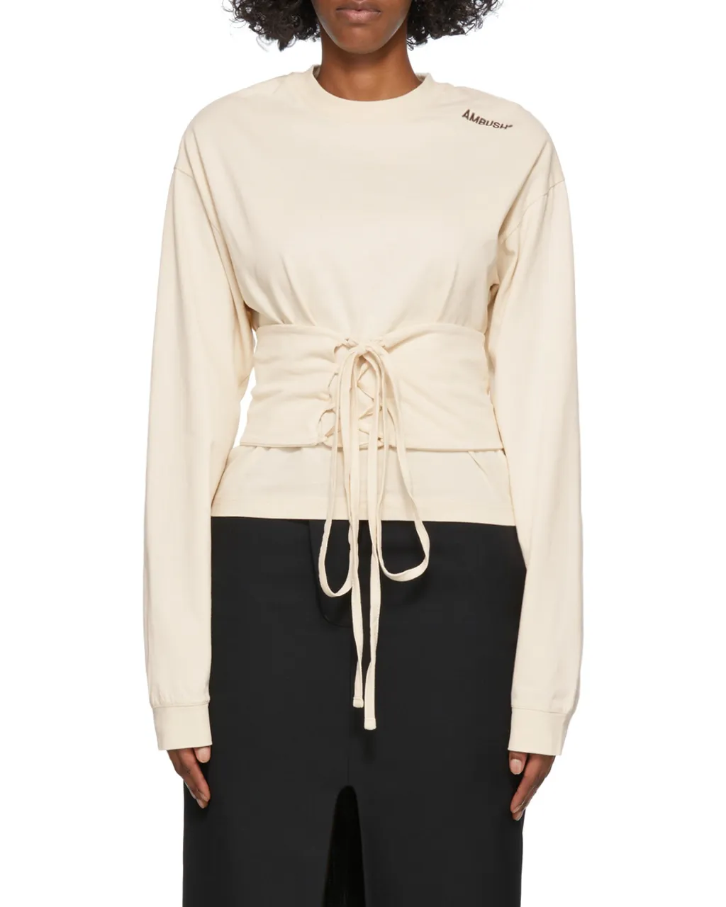 Drop Shoulder Corset Waist Sweatshirt