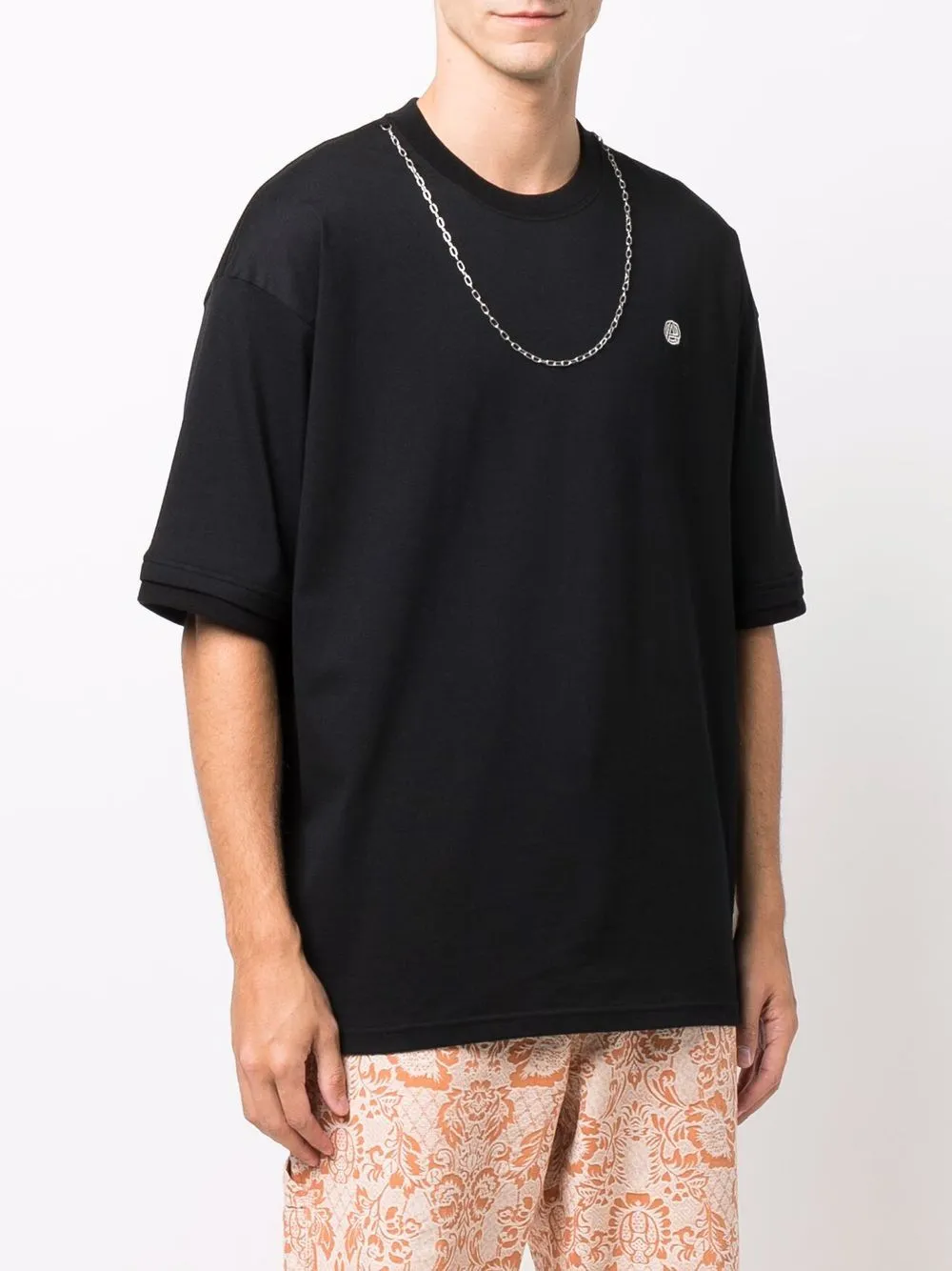 Chain Collar Detail Crewneck T-Shirt