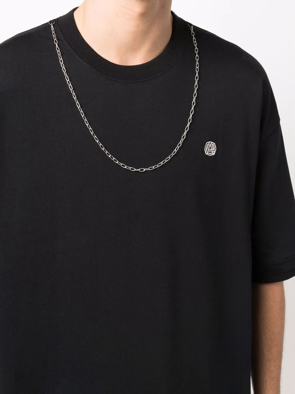 Chain Collar Detail Crewneck T-Shirt