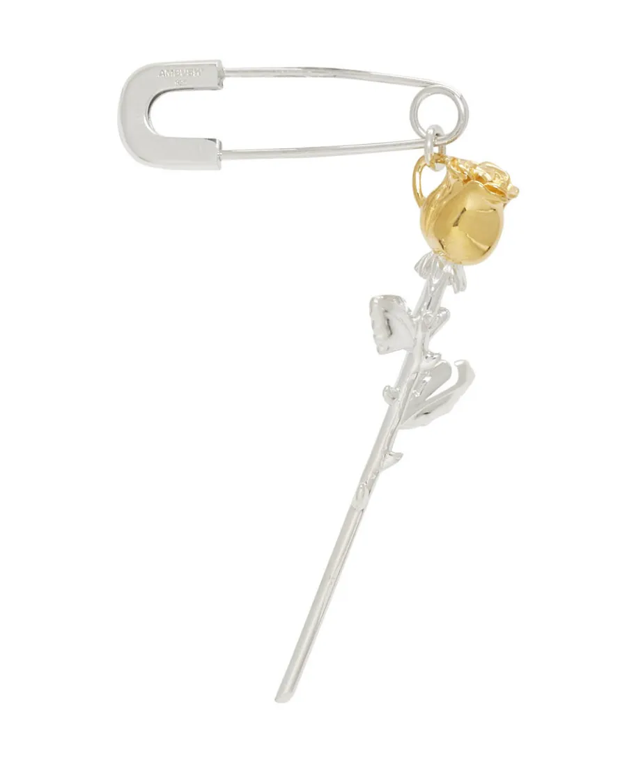 Rose Safety Pin Earring