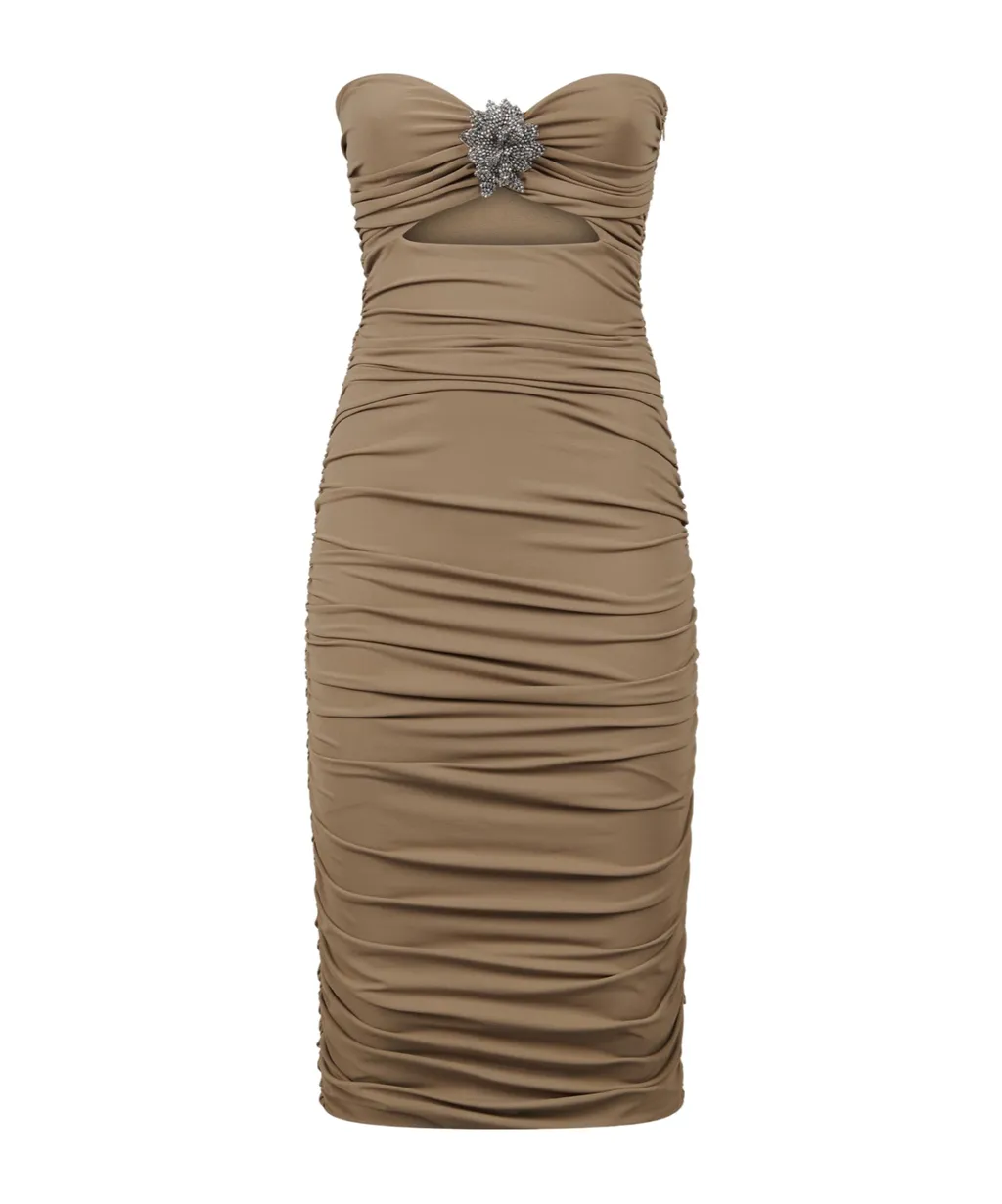 Pleated Strapless Dress