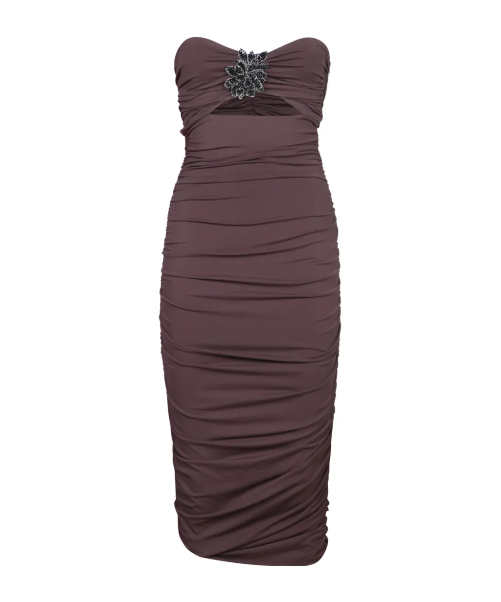 Embellished Strapless Midi Dress