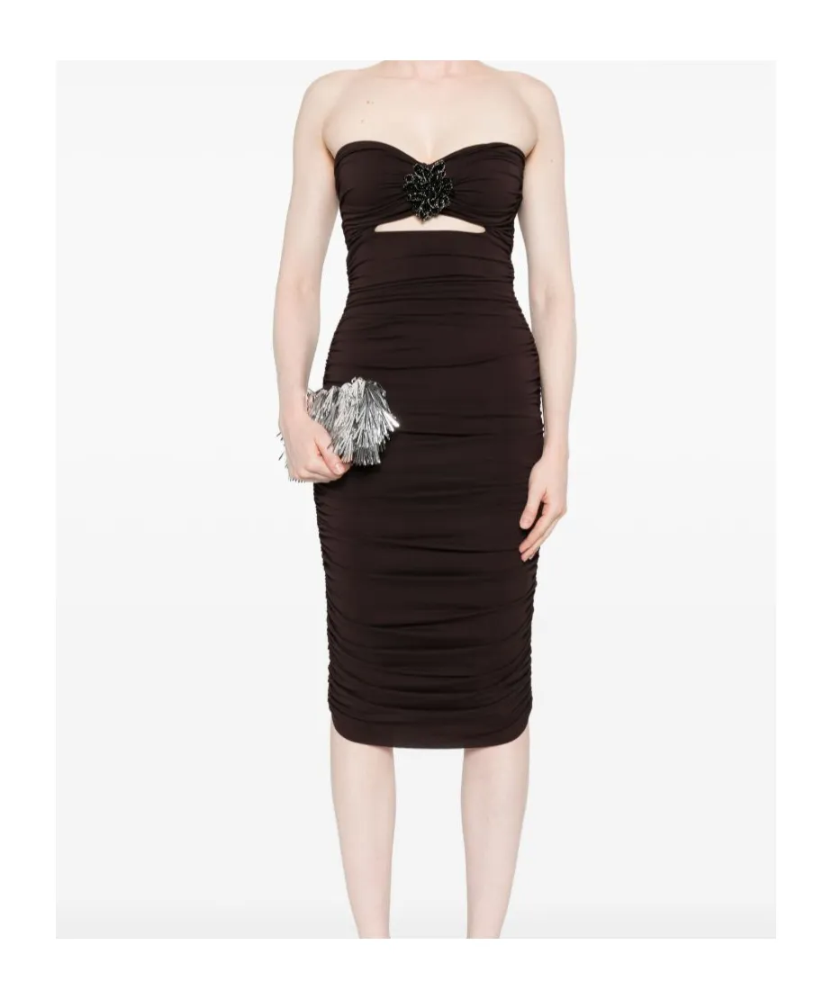 Embellished Strapless Midi Dress