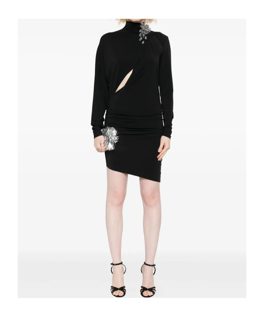 Embellished Draped Asymmetric Dress