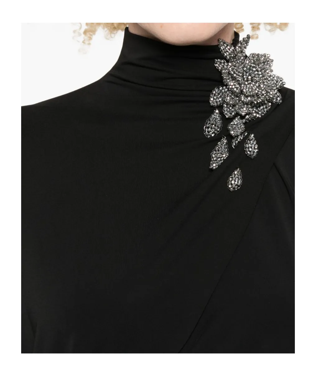 Embellished Draped Asymmetric Dress