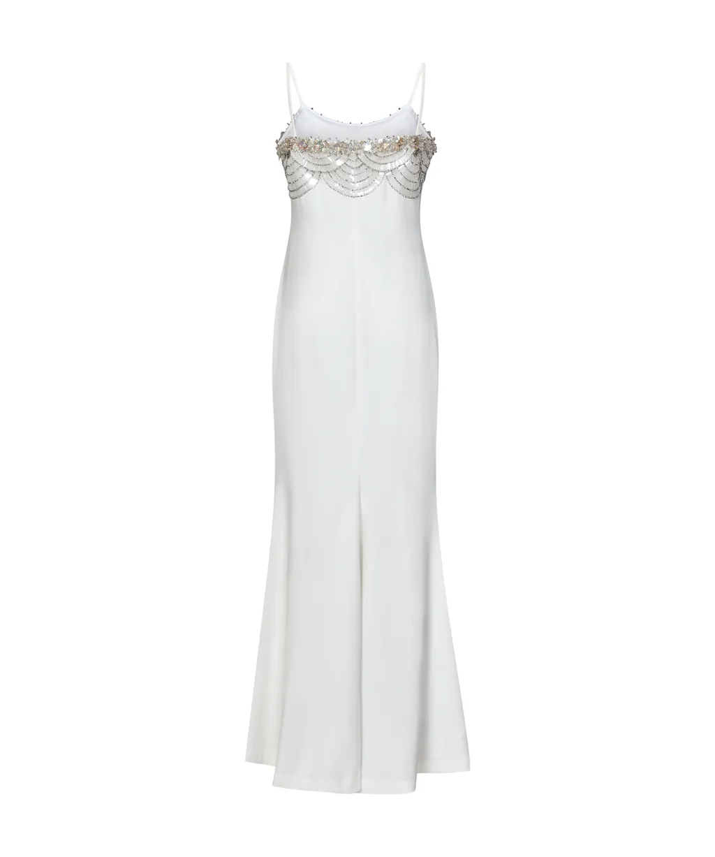Crystal-Embellishment Crepe Maxi Dress