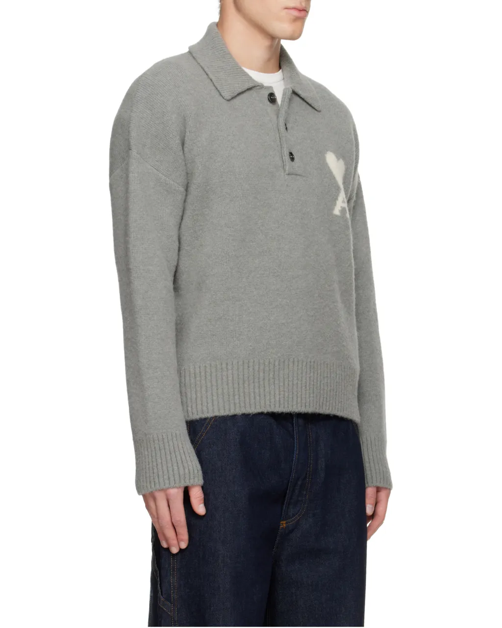 Long-Sleeved Knitted Polo Shirt