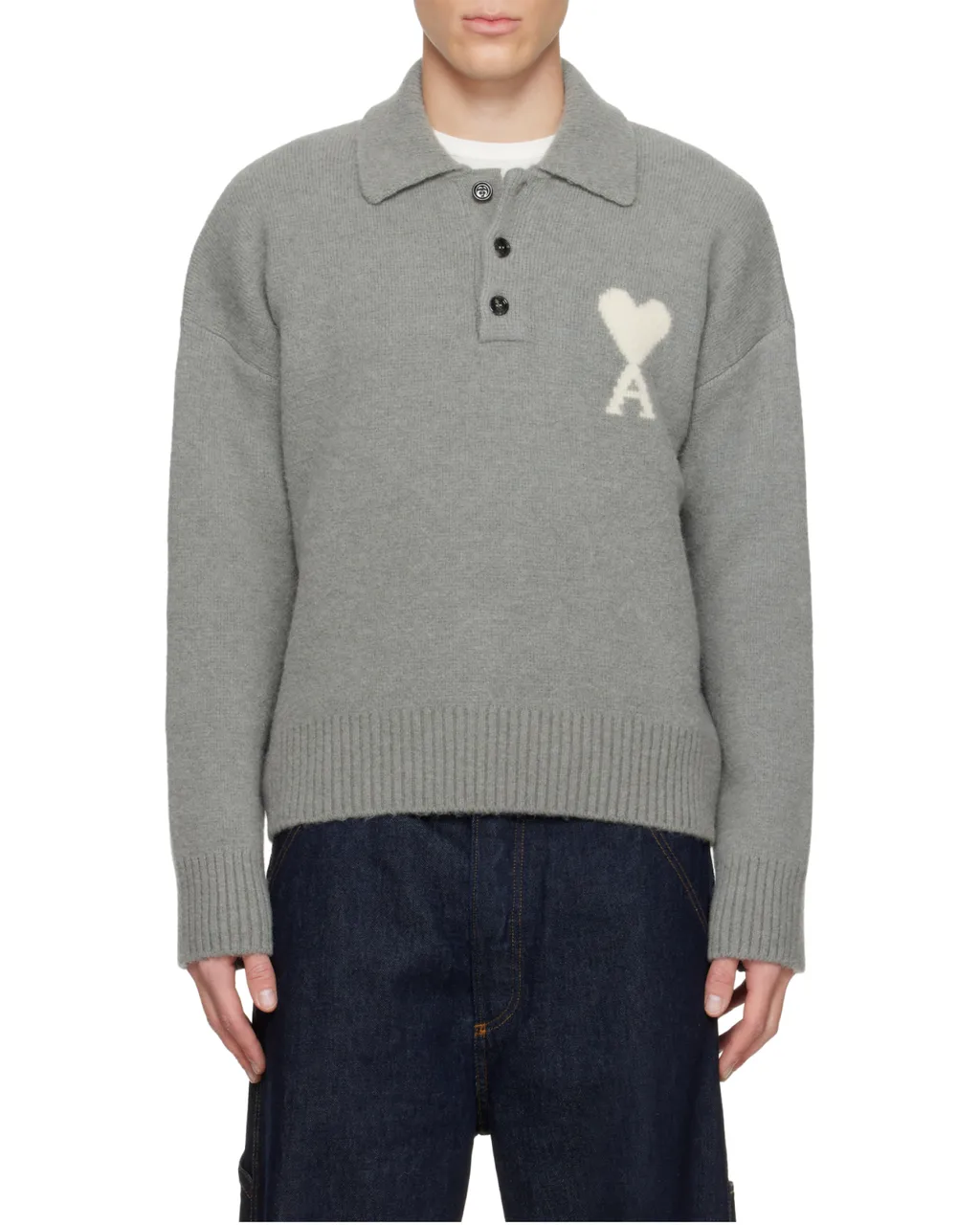 Long-Sleeved Knitted Polo Shirt