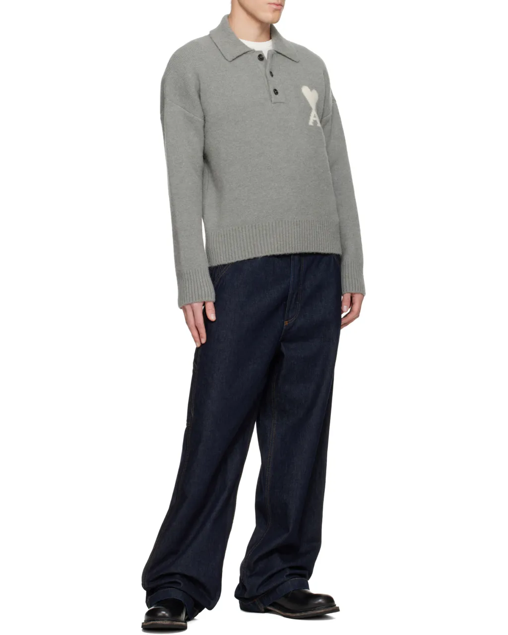 Long-Sleeved Knitted Polo Shirt