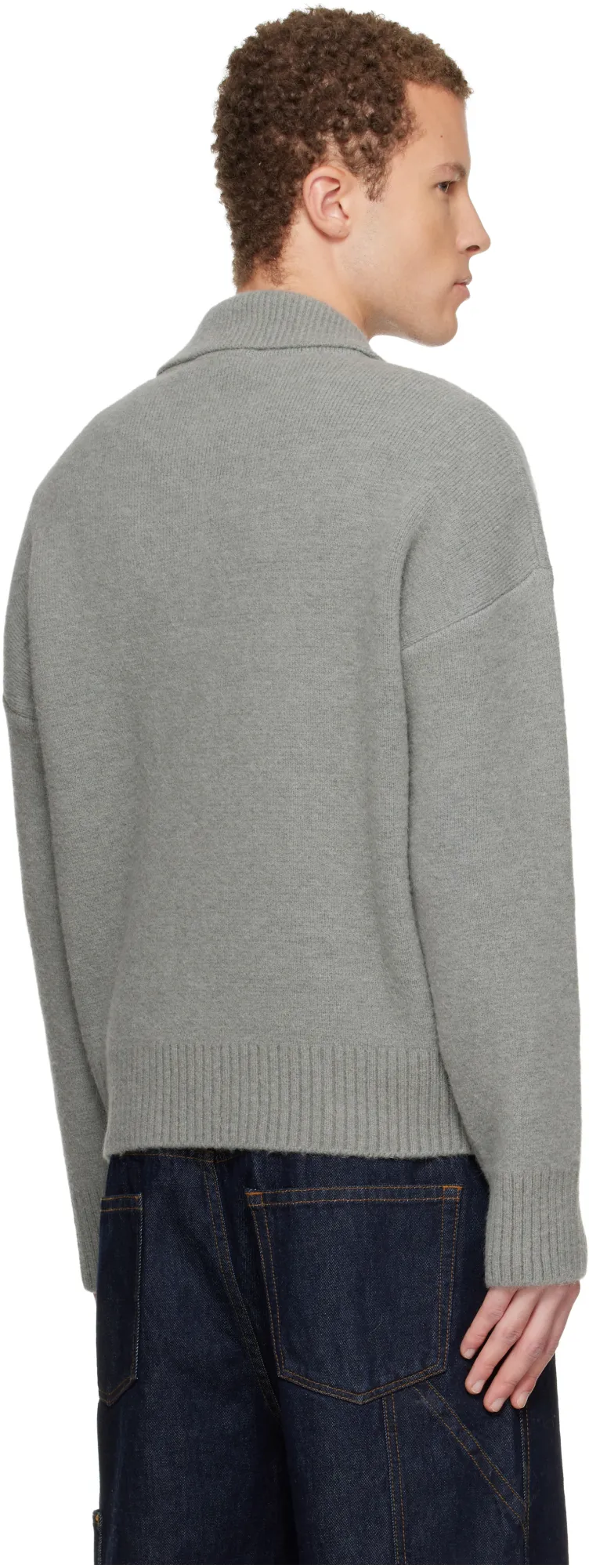 Long-Sleeved Knitted Polo Shirt