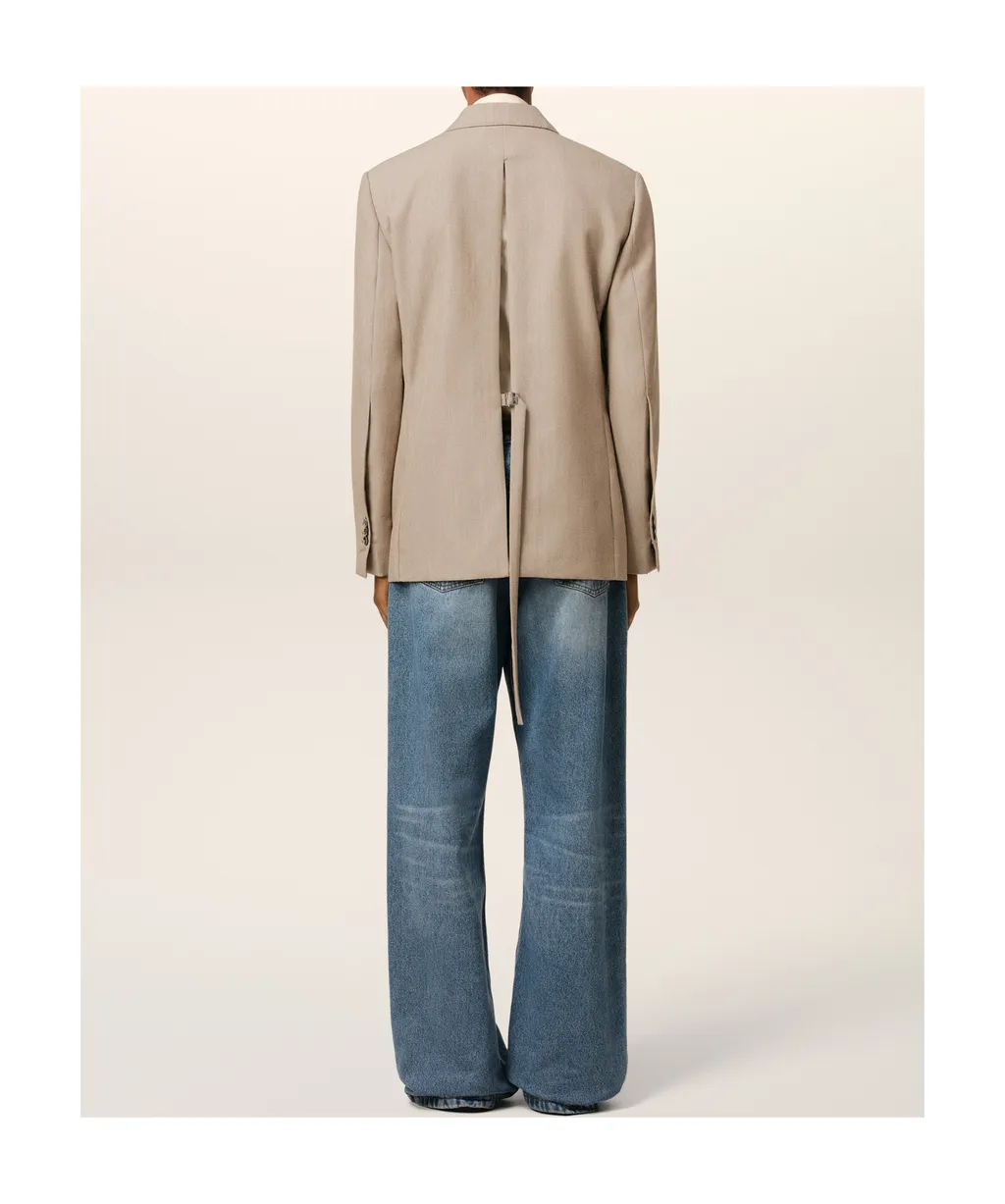 Back Slit Double Breasted Jacket