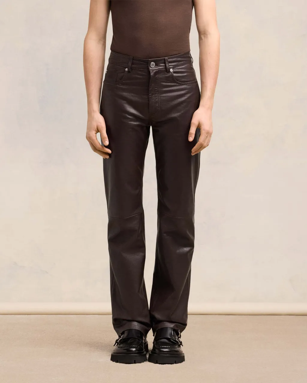 Leather Straight Fit Trousers