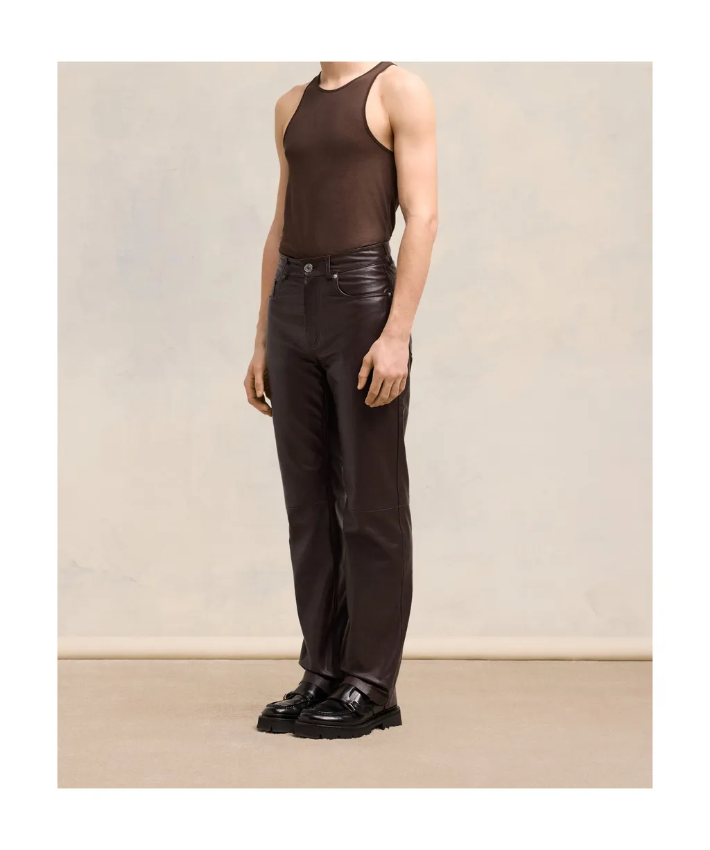 Leather Straight Fit Trousers