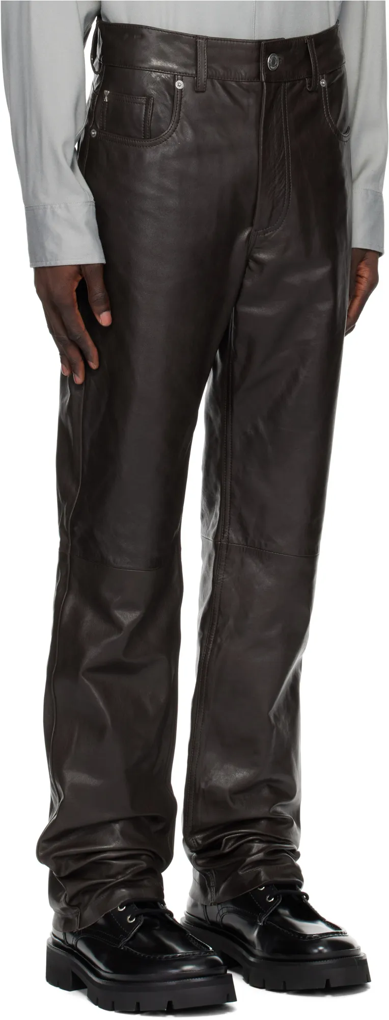Leather Straight Fit Trousers
