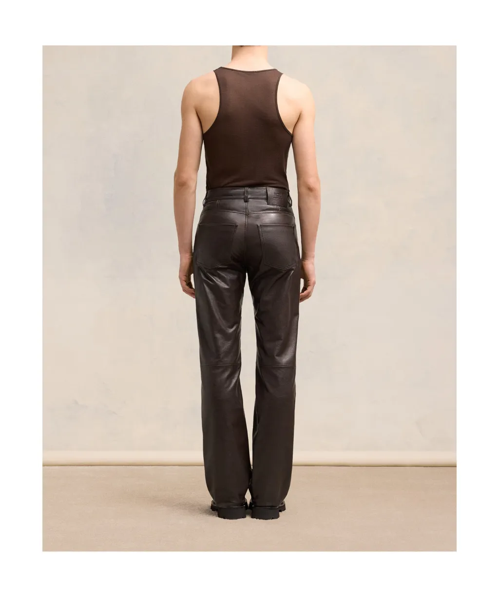 Leather Straight Fit Trousers