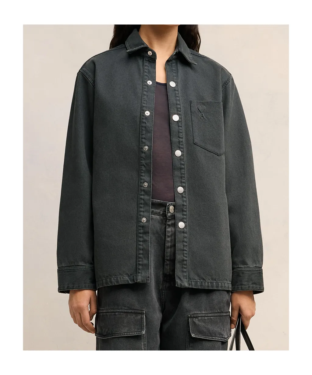 Long-Sleeved Button-Up Jacket