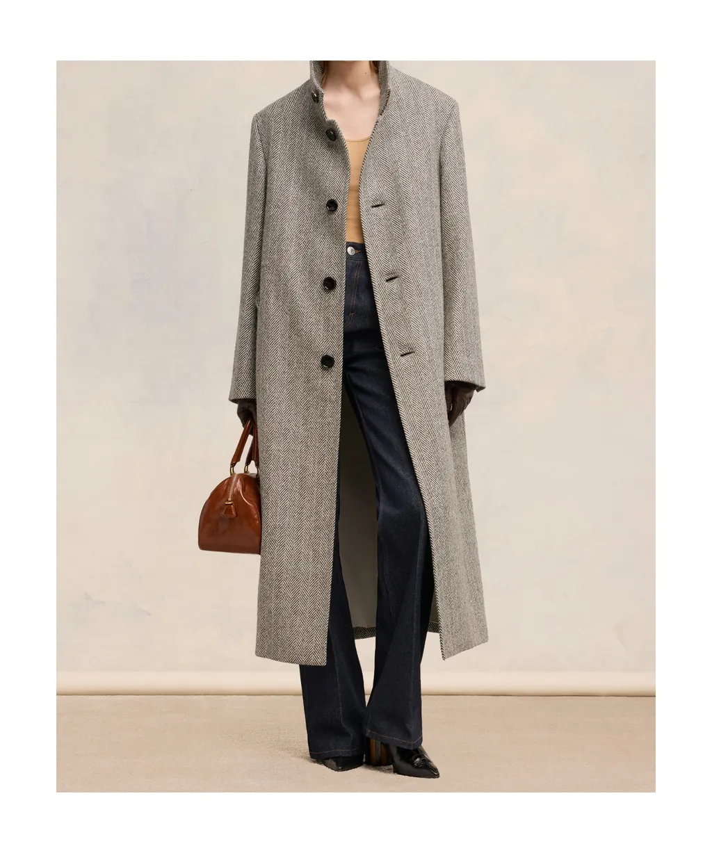 Long-Sleeved Wool Coat