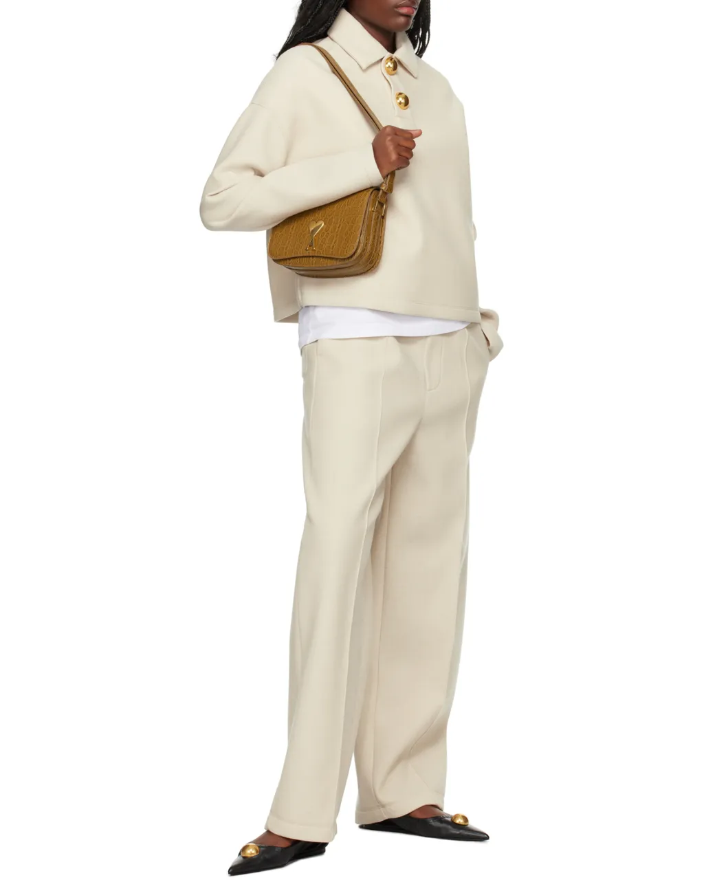 High-Waist Elasticated Waistband Pleated Trousers