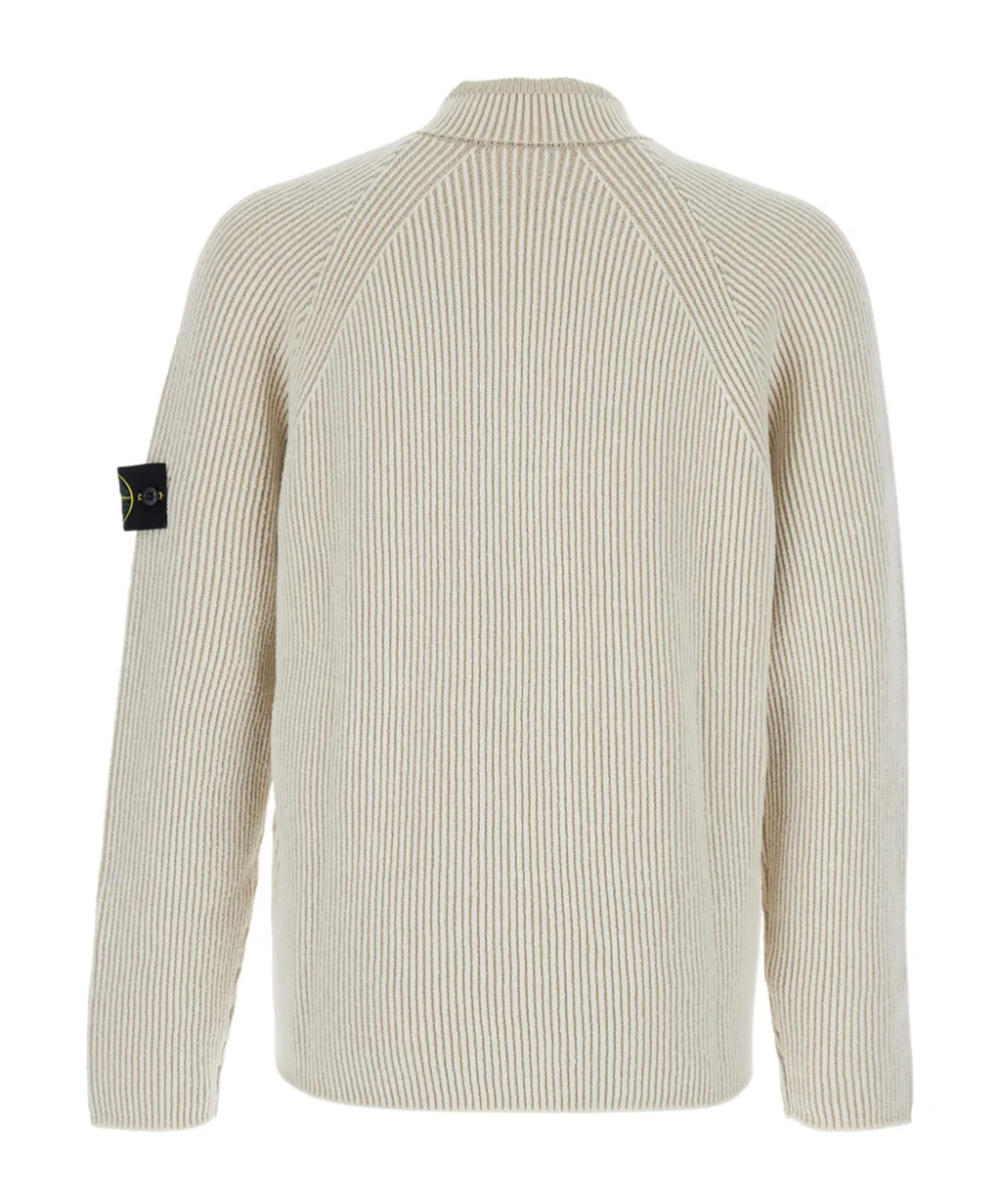 Ribbed Zip-Neck Sweater