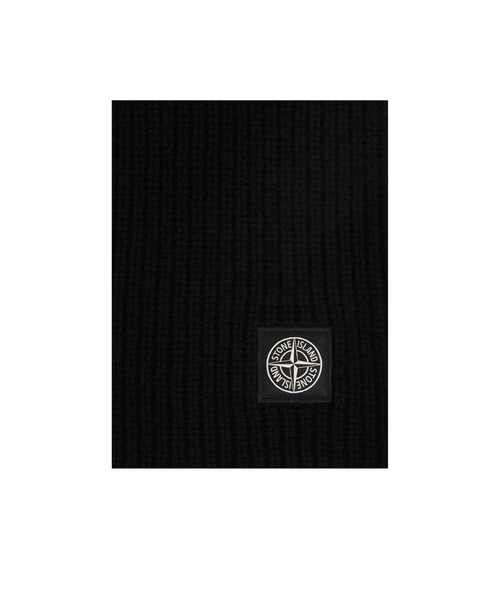Logo Patch Ribbed Scarf