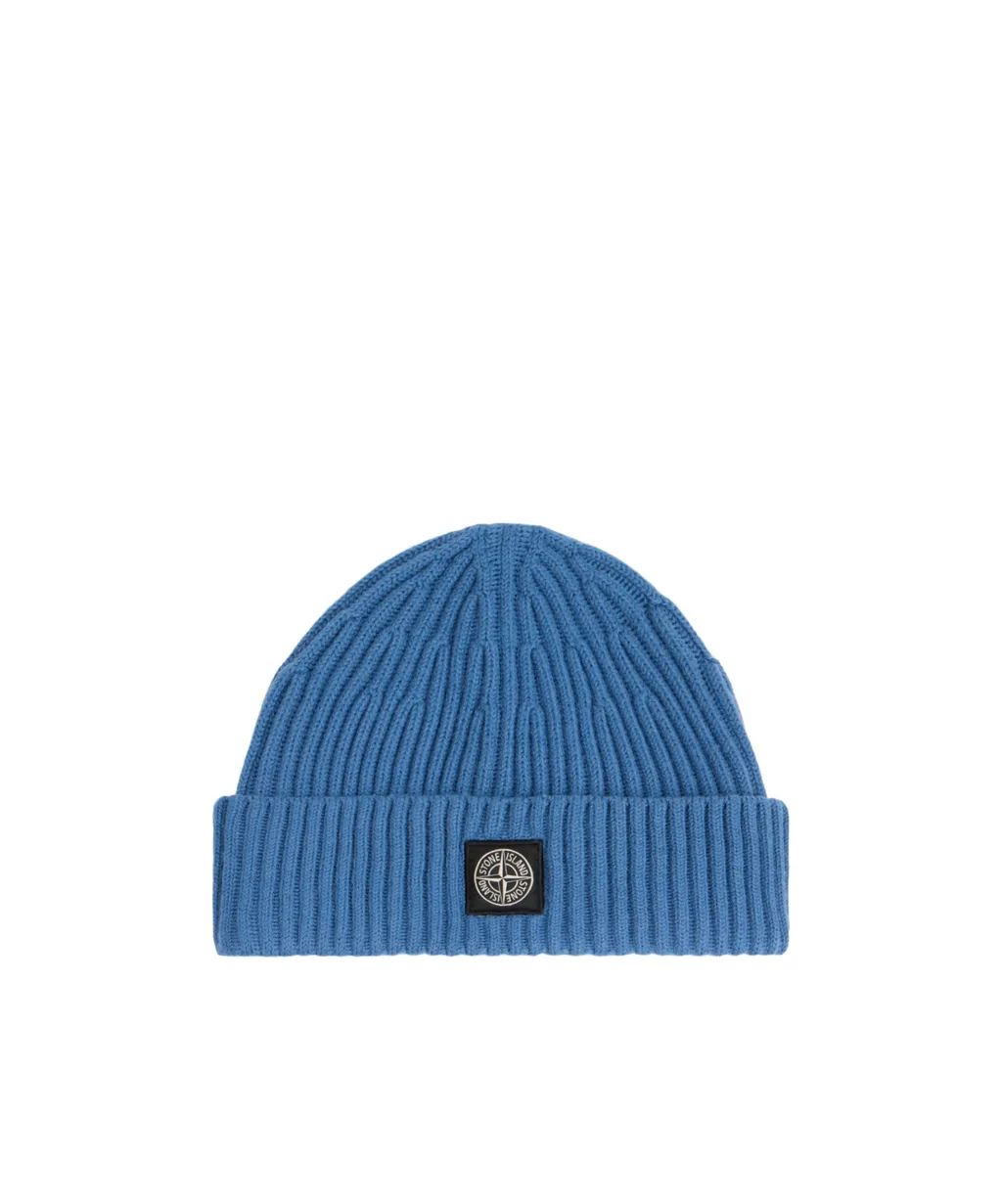 Ribbed Logo-Patch Beanie Hat