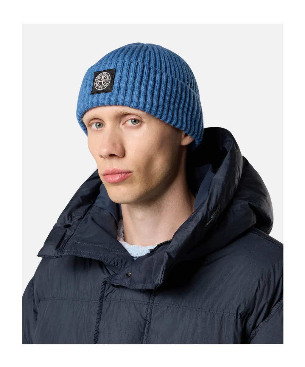 Ribbed Logo-Patch Beanie Hat