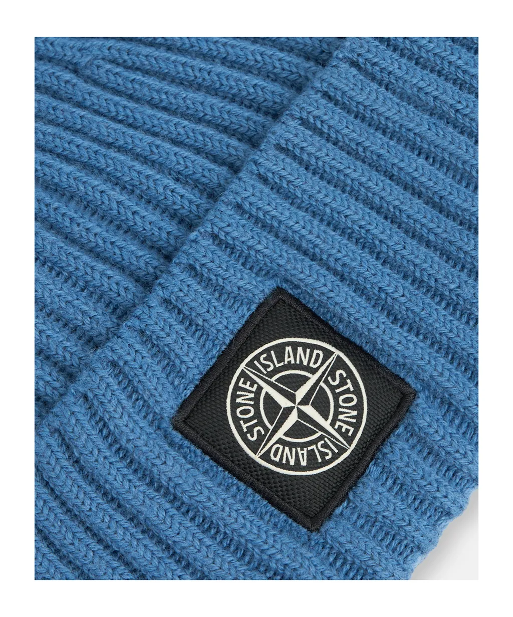 Ribbed Logo-Patch Beanie Hat