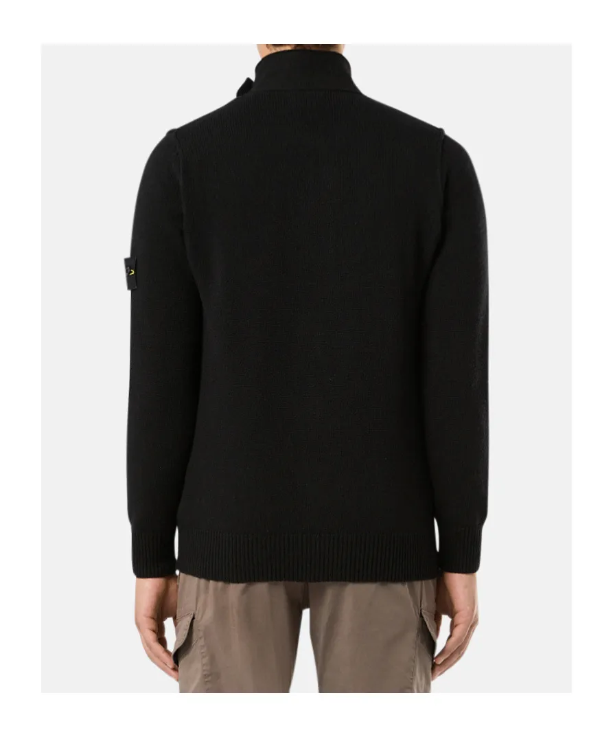 High-Neck Buttoned Cardigan