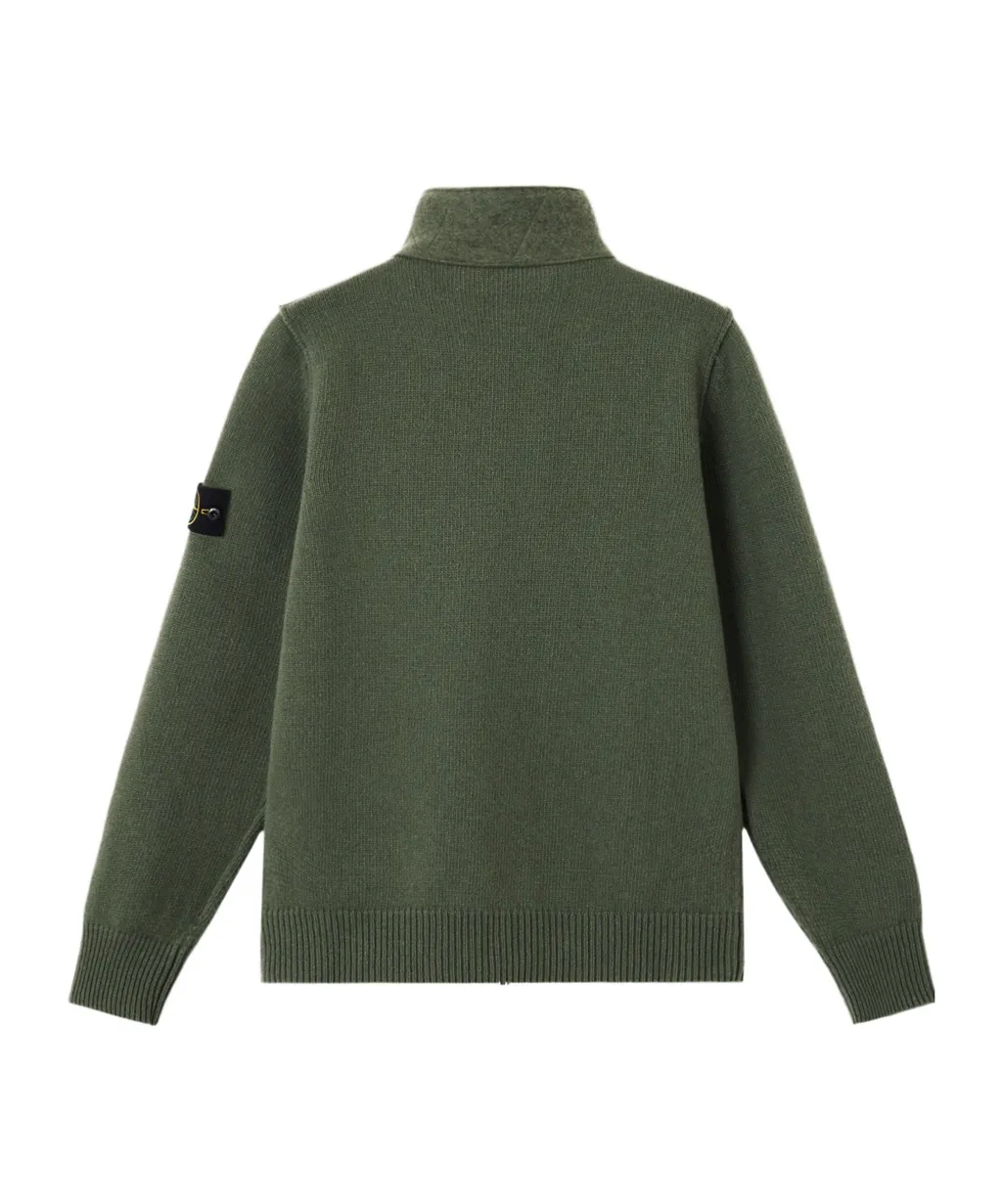 High-Neckline Button Cardigan