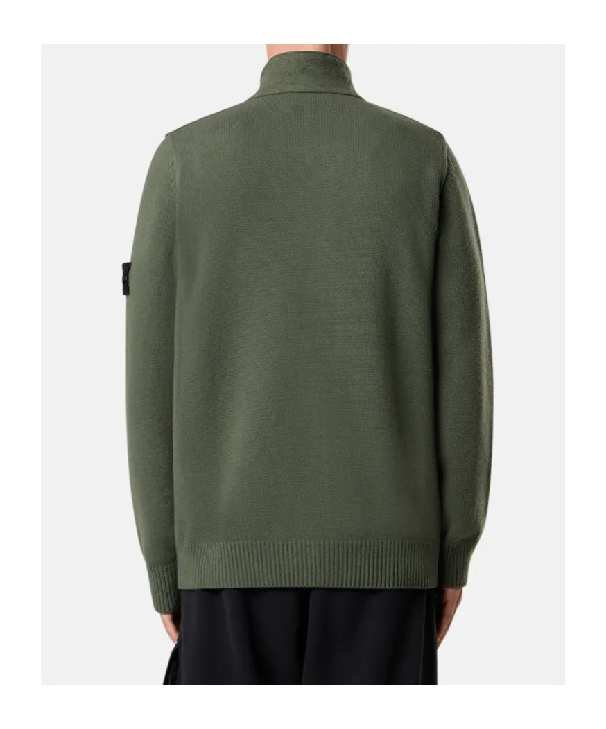 High-Neckline Button Cardigan