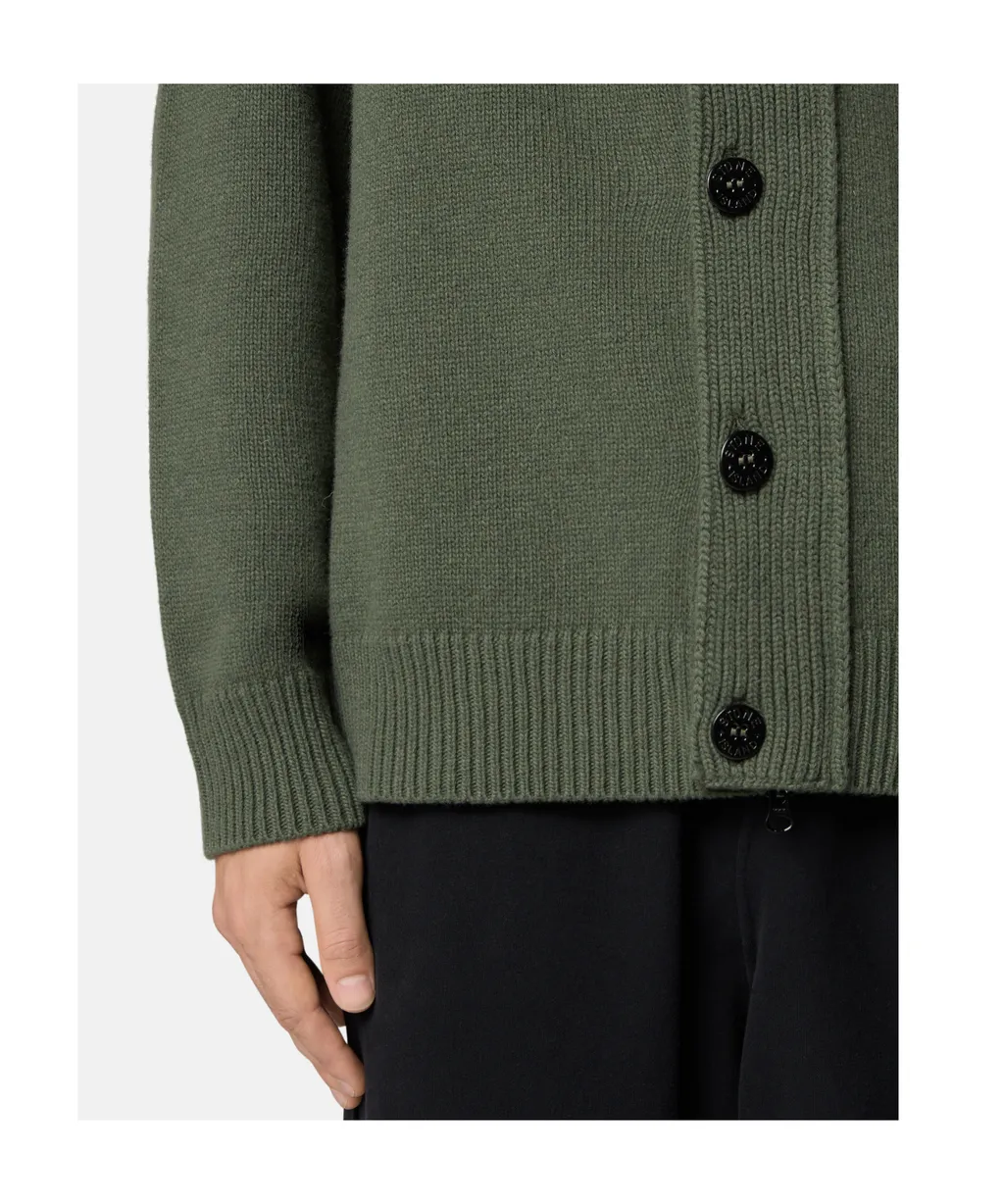 High-Neckline Button Cardigan