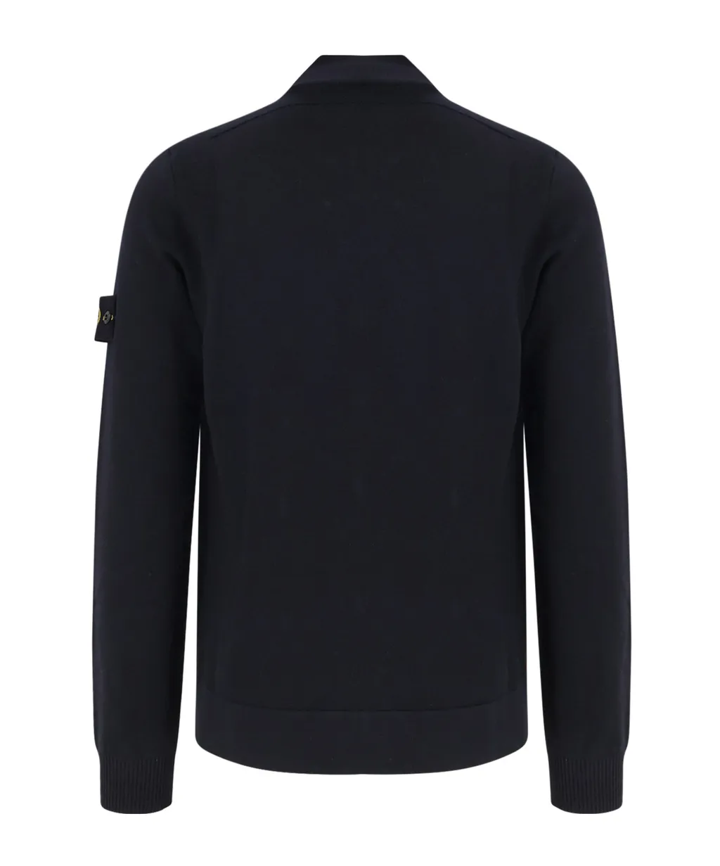 High-Neck Zipped Knit Cardigan