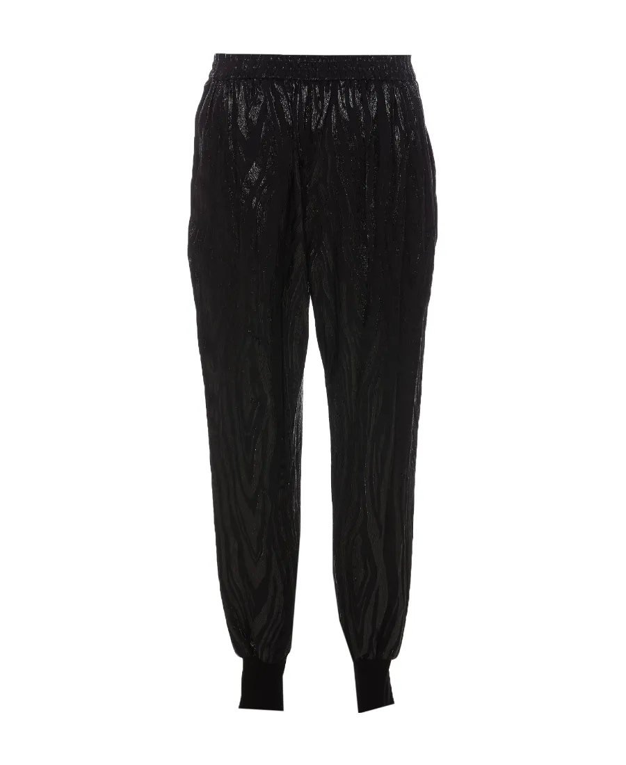 Wood-Grain Effect Metallic Tapered Trousers